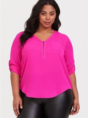 Torrid Harper Georgette blouse Pink zip size 3